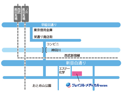 高田馬場駅からのMAP